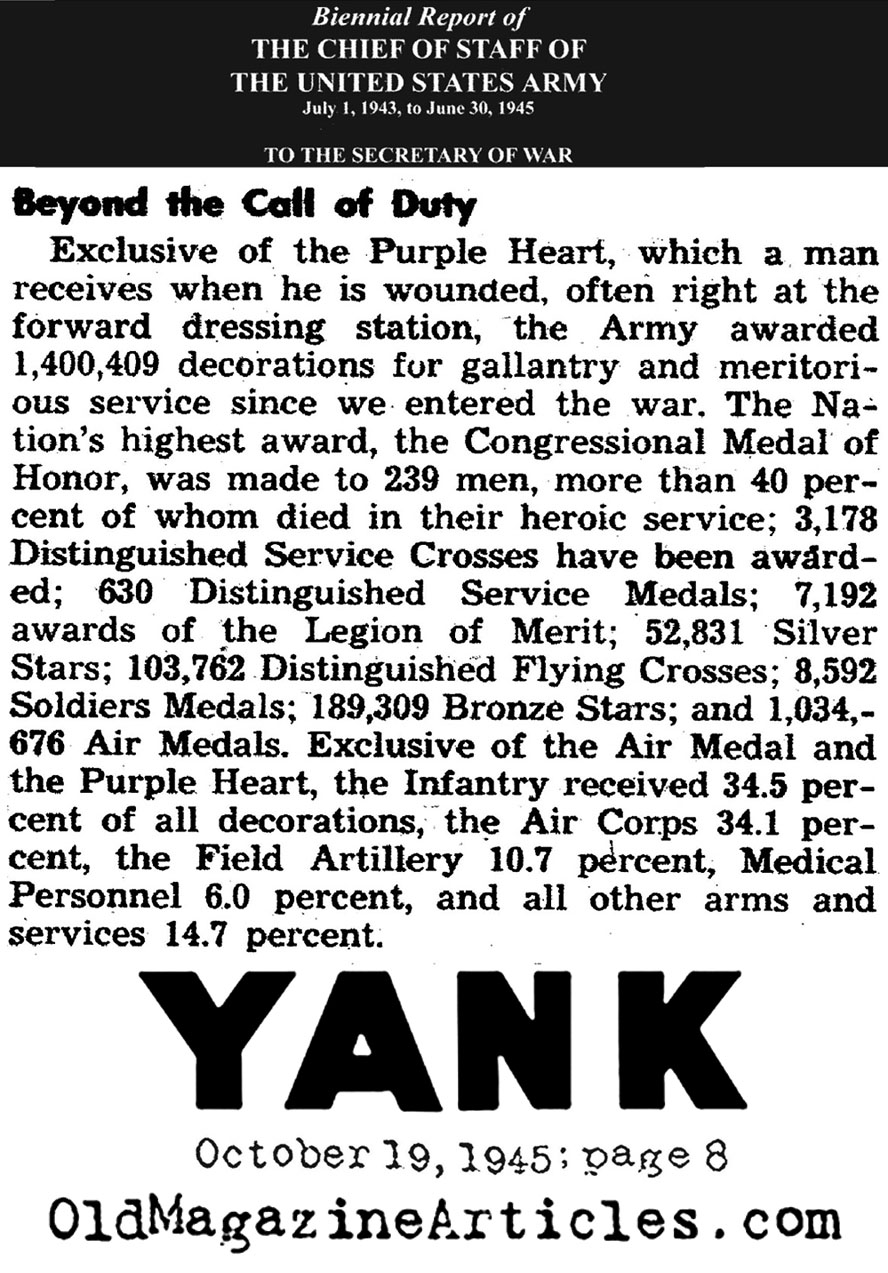 Over One Million Medals for Bravery Were Awarded (Yank Magazine, 1945)